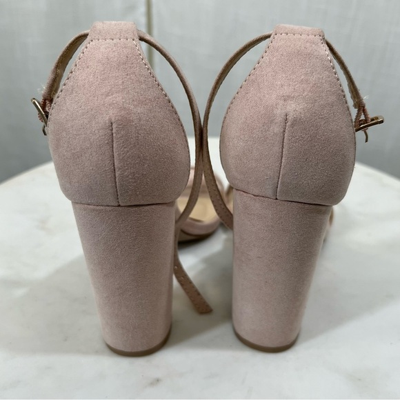 Lulu's Taylor Nude Suede Ankle Strap Heels Size 6 - Picture 6 of 10